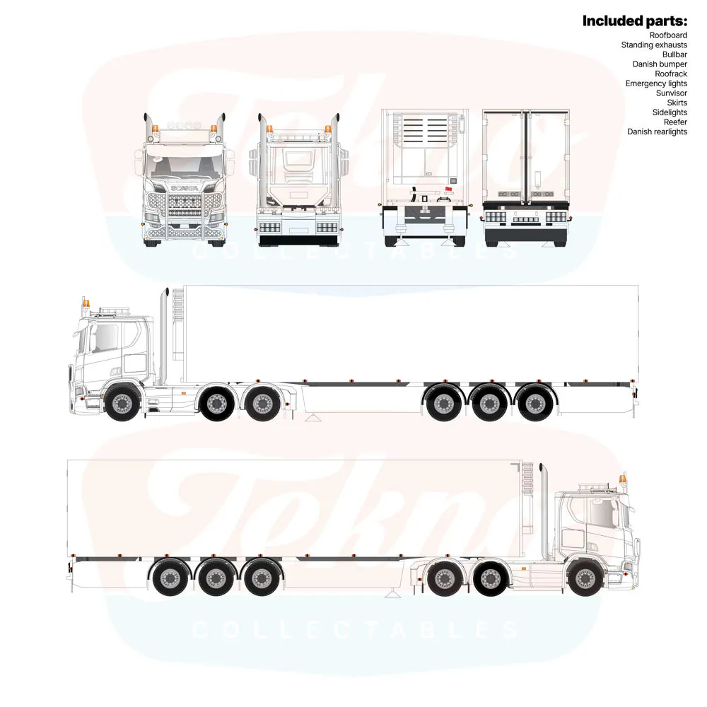 Scania NGR Lowcab 6x2 sleepas met 3-assige koeltrailer